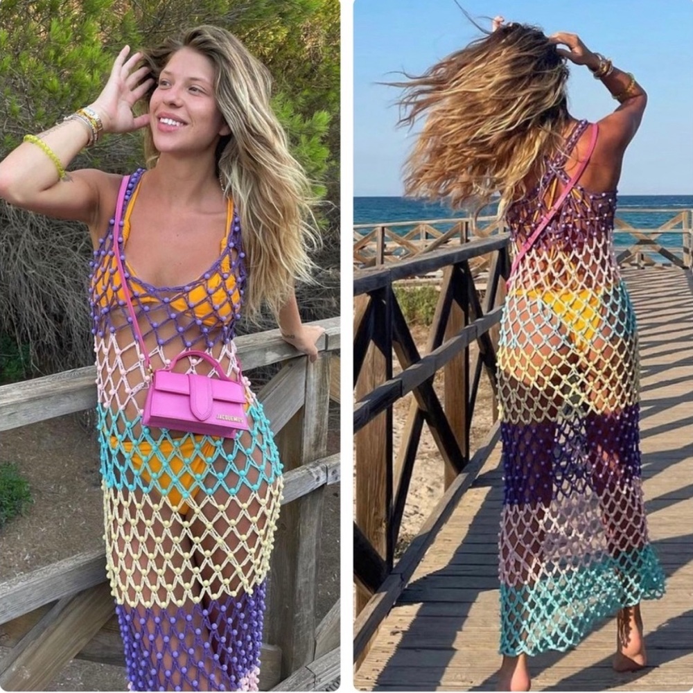 CeliaB Klaus Dress - Crochet Beaded cover up for beach